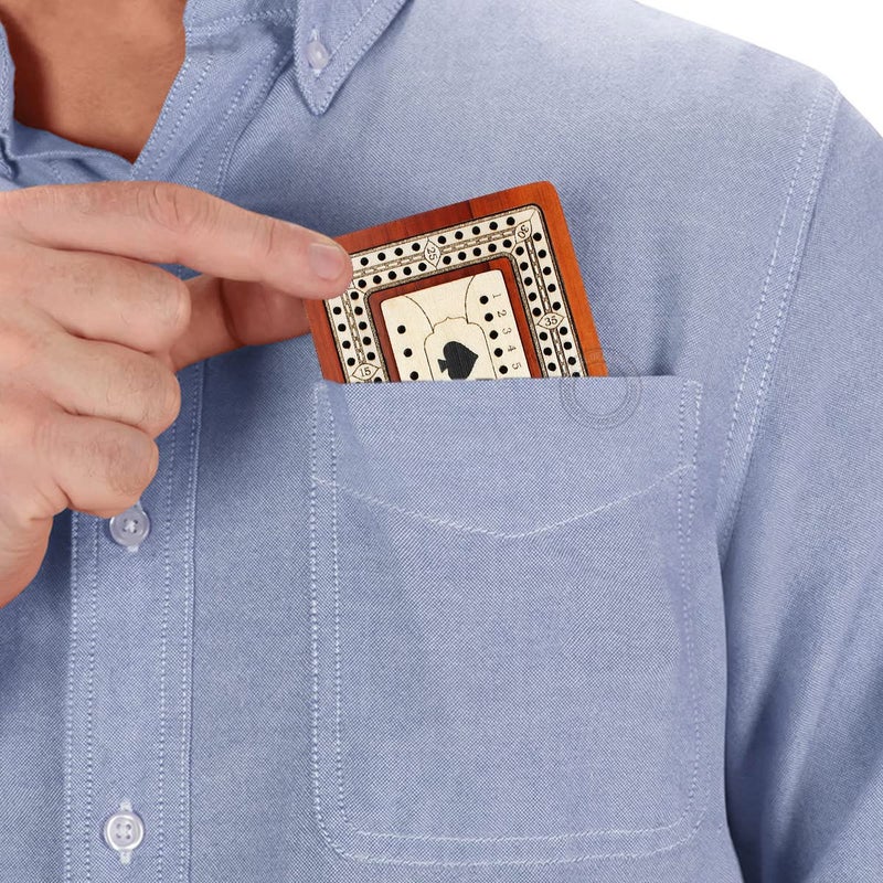 House of Cribbage - 2 Track - Wooden Travel/Pocket Size Cribbage Board - 4 Inch - Inlaid in Bloodwood/Maple Wood with Storage Space for Cribbage Pegs - 60 Points - Non Continuous - Image 5